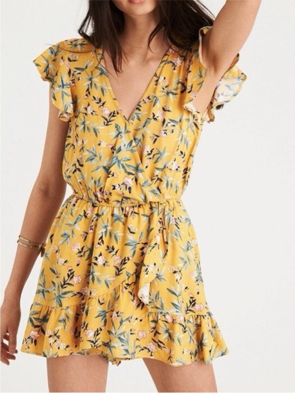 NWT American Eagle Floral Faux Wrap Romper